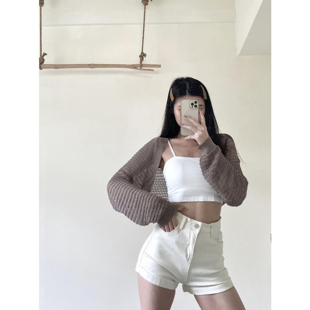【DOE.FF】砍肩針織遮陽薄外套｜現貨｜ 外套女 韓國 韓版 防曬衫 長袖外套 針織外套 短版外套-細節圖7