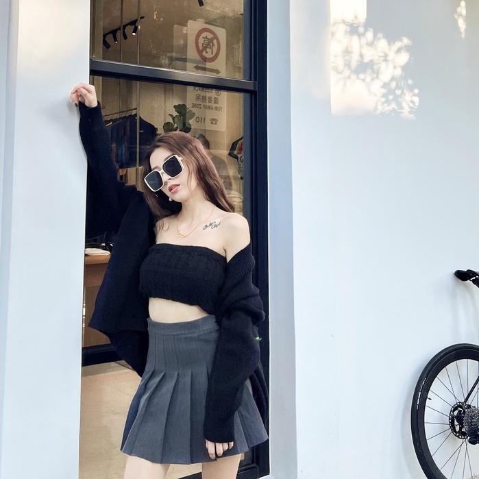 【DOE.FF】麻花針織平口背心外套兩件套 (現貨) 兩件式套裝 針織抹胸 針織寬鬆外套 針織毛衣 上衣女-細節圖4