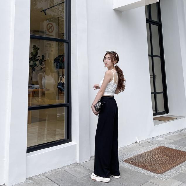 【DOE.FF】涼感面膜寬褲 (現貨) 寬褲 長褲女 顯瘦長褲 休閒長褲 高腰長褲 闊腿褲 居家服 運動長褲 女裝-細節圖6