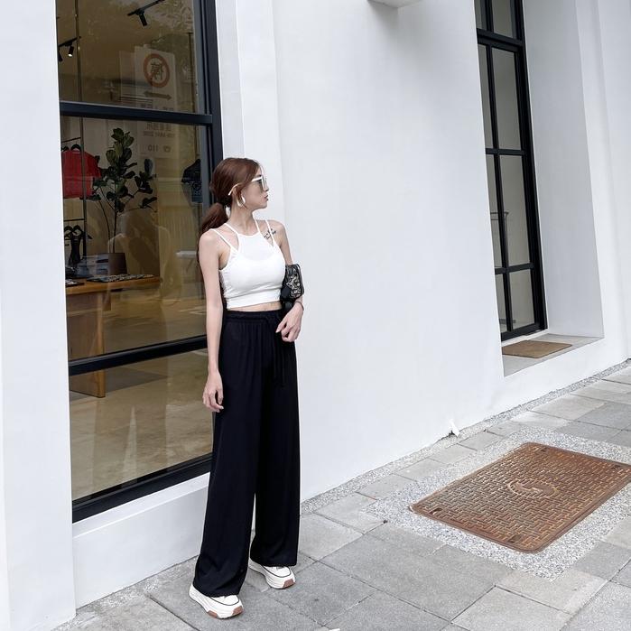 【DOE.FF】涼感面膜寬褲 (現貨) 寬褲 長褲女 顯瘦長褲 休閒長褲 高腰長褲 闊腿褲 居家服 運動長褲 女裝-細節圖7