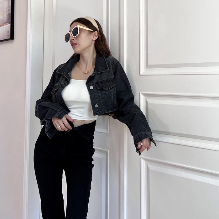 【DOE.FF】 俐落超短不修邊牛仔外套｜現貨｜牛仔外套短版 女生 韓版-細節圖3