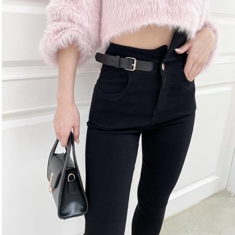 【DOE.FF】純黑彈性魔術小腳褲｜現貨｜彈力牛仔褲 彈力褲 長褲女 牛仔長褲 黑色長褲 韓國長褲 ＩＮＳ風 快速出貨-細節圖4