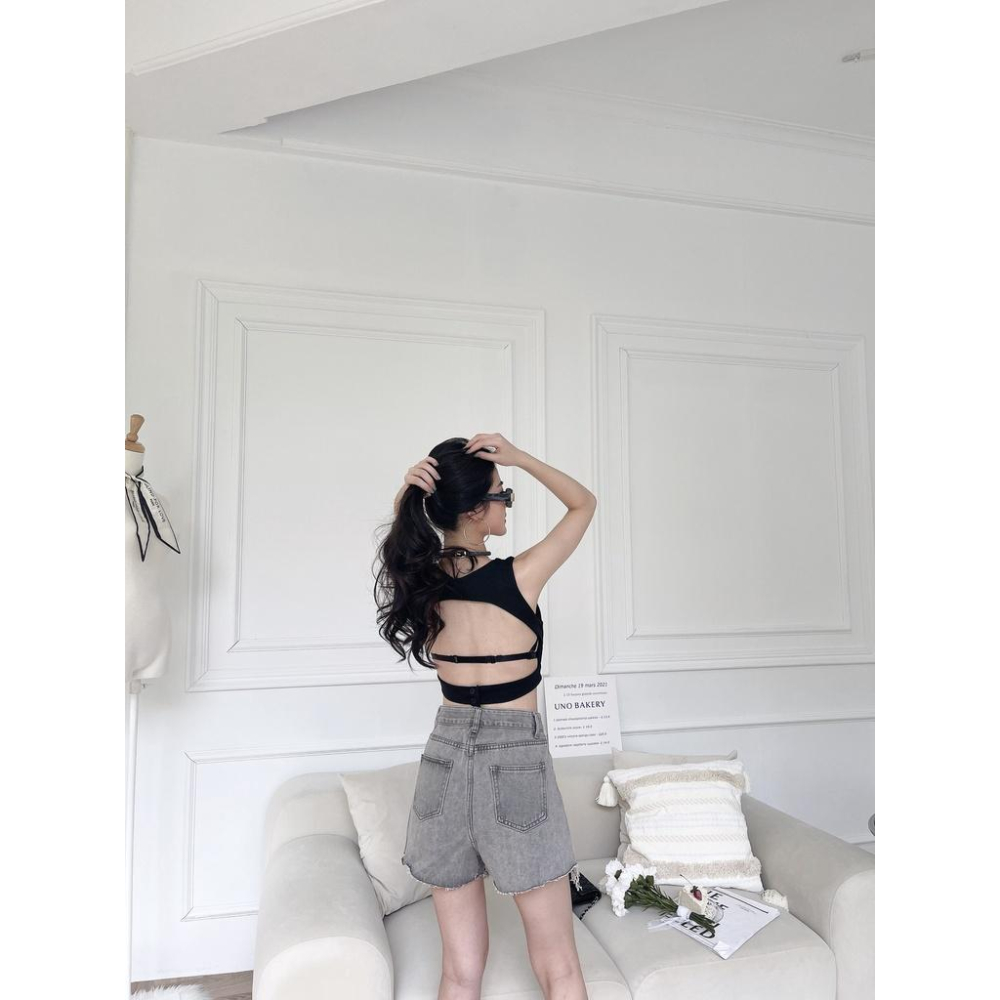 【DOE.FF】刷破A字牛仔短褲｜現貨｜牛仔褲 中低腰短褲 短褲女 歐美風 辣妹短褲 低腰褲 快速出貨 韓國 韓版-細節圖5