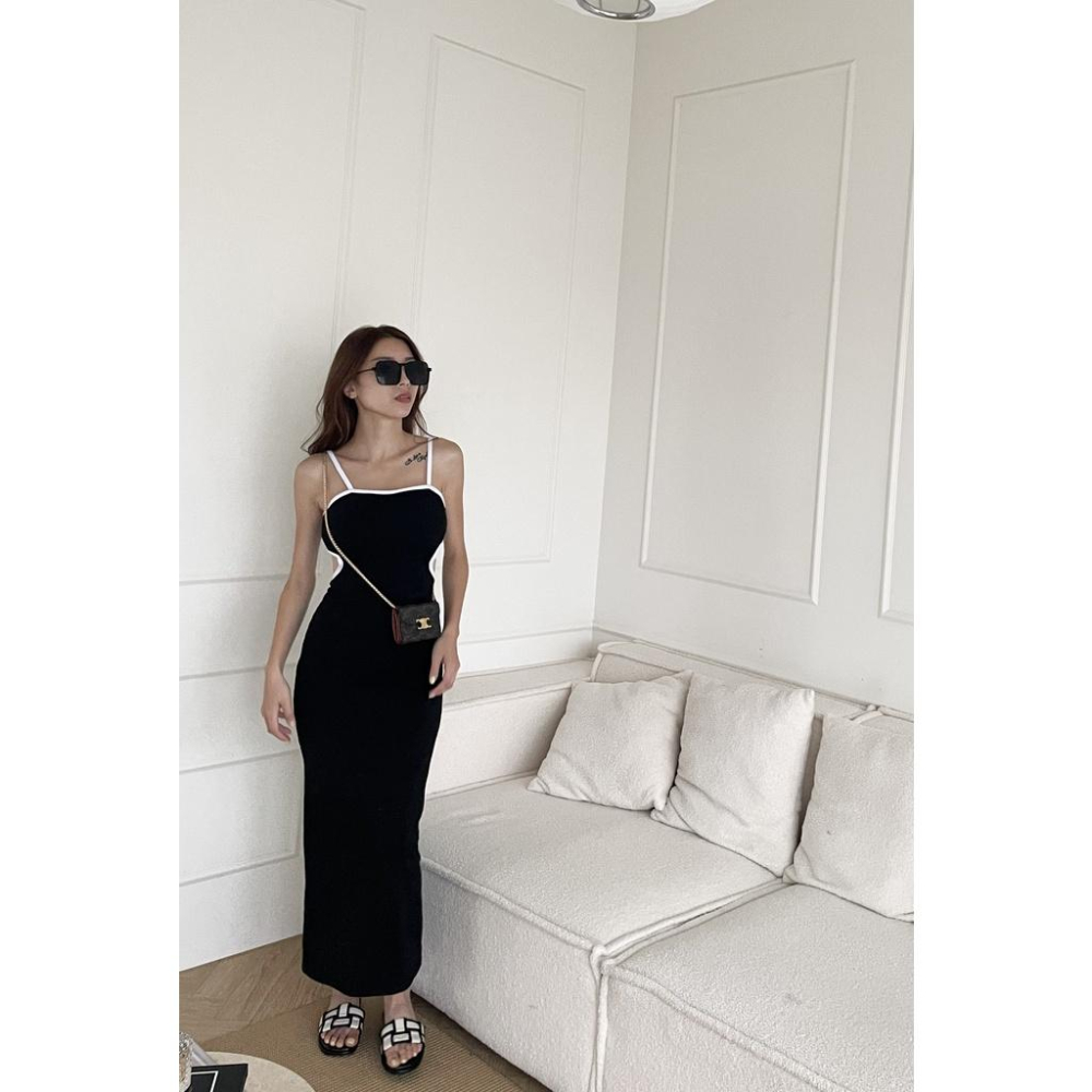 【DOE.FF】 休閒滾邊挖腰bra長洋｜現貨｜ 連身洋裝 連身裙 洋裝 包臀洋裝 休閒洋裝-細節圖7