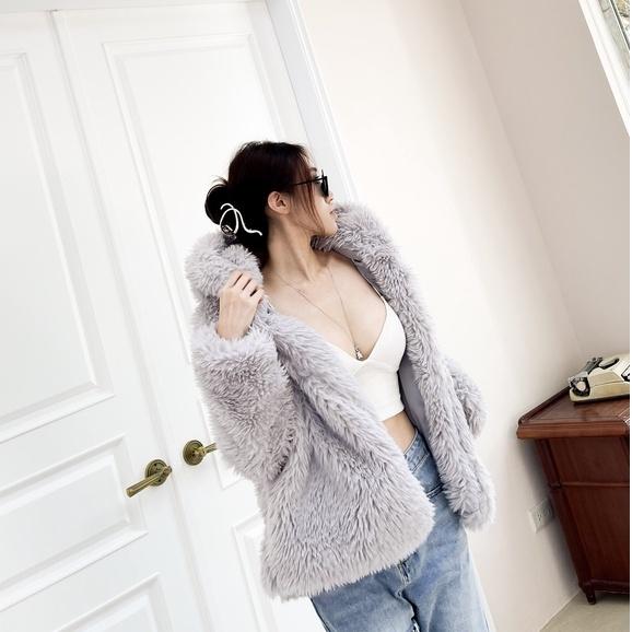 【DOE.FF】新品上市皮草連帽大衣外套｜現貨｜連帽外套 保暖外套 毛外套 冬天外套女  毛毛外套 毛毛上衣 INS-細節圖7