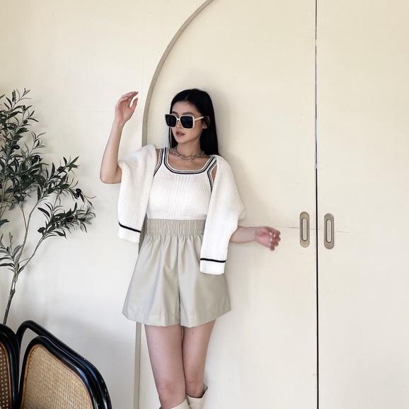 【DOE.FF】穿不好的外套滾邊兩件套｜現貨｜套裝女 秋冬 毛衣 女裝 快速出貨 背心女 針織外套 歐美 韓國 韓版-細節圖4