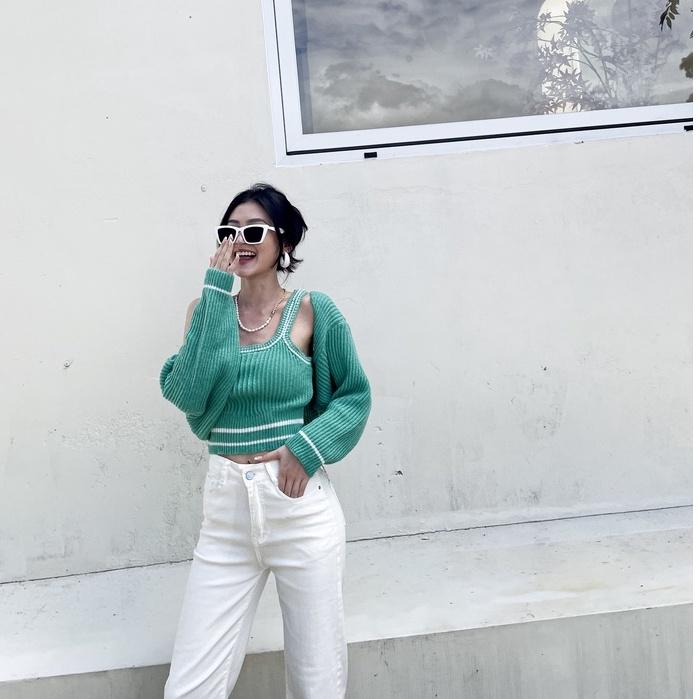 【DOE.FF】穿不好的外套滾邊兩件套｜現貨｜套裝女 秋冬 毛衣 女裝 快速出貨 背心女 針織外套 歐美 韓國 韓版-細節圖6