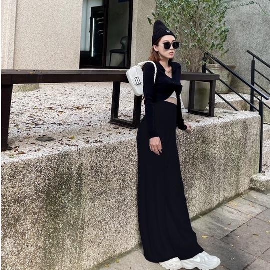 【DOE.FF】韓國質感水貂毛寬褲 (現貨) 水貂毛 長褲女 顯瘦長褲 針織寬褲 針織長褲 秋冬女 女裝 寬褲 發熱褲-細節圖3