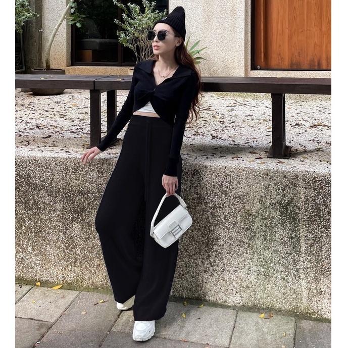 【DOE.FF】韓國質感水貂毛寬褲 (現貨) 水貂毛 長褲女 顯瘦長褲 針織寬褲 針織長褲 秋冬女 女裝 寬褲 發熱褲-細節圖4