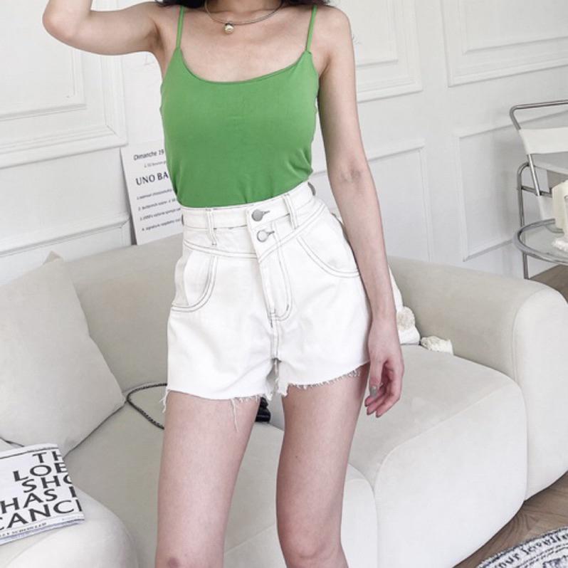 【DOE.FF】純白車線牛仔短褲 (現貨) 牛仔短褲 短褲女 高腰短褲 顯瘦短褲 闊腿褲 褲裙 女裝 牛仔褲 辣妹風-細節圖4