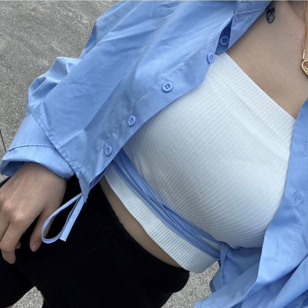 【DOE.FF】 附肩帶杯墊平口背心 (現貨) 辣妹上衣 一字領 上衣女 背心女 平口上衣 細肩帶背心 BRATOP-細節圖6