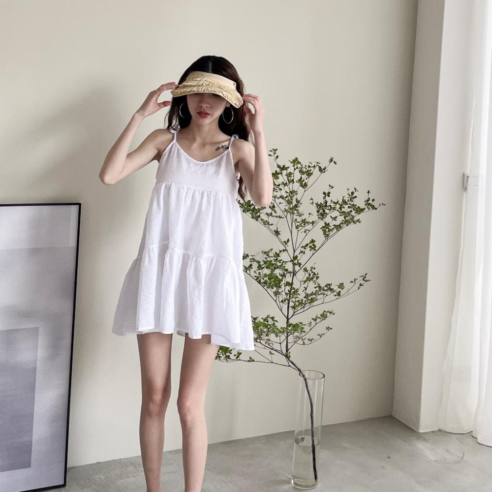 【DOE.FF】 條紋蛋糕背心短洋 (現+預) 洋裝女 渡假洋裝 孕婦裝 顯瘦洋裝 背心女 連身裙 連身洋裝 長洋-細節圖5