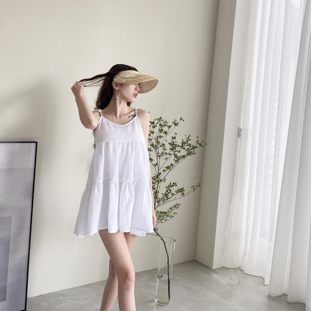 【DOE.FF】 條紋蛋糕背心短洋 (現+預) 洋裝女 渡假洋裝 孕婦裝 顯瘦洋裝 背心女 連身裙 連身洋裝 長洋-細節圖6