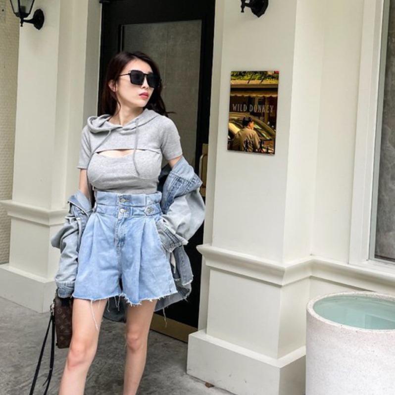 【DOE.FF】花苞A字牛仔短褲｜現貨｜高腰短褲 a字短褲 顯瘦短褲 牛仔短褲 韓國女裝 短褲女 褲裙 闊腿褲 ootd-細節圖3