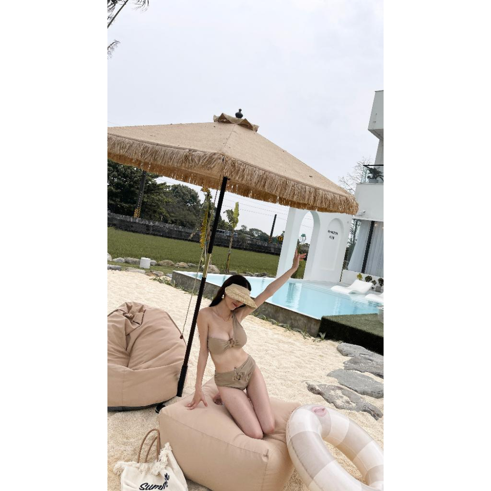 【DOE.FF】 草編空頂遮陽帽 (現+預) 草帽 遮陽帽 野餐 帽子女 海島 空頂帽 渡假 女裝 上衣 韓國 歐美-細節圖3