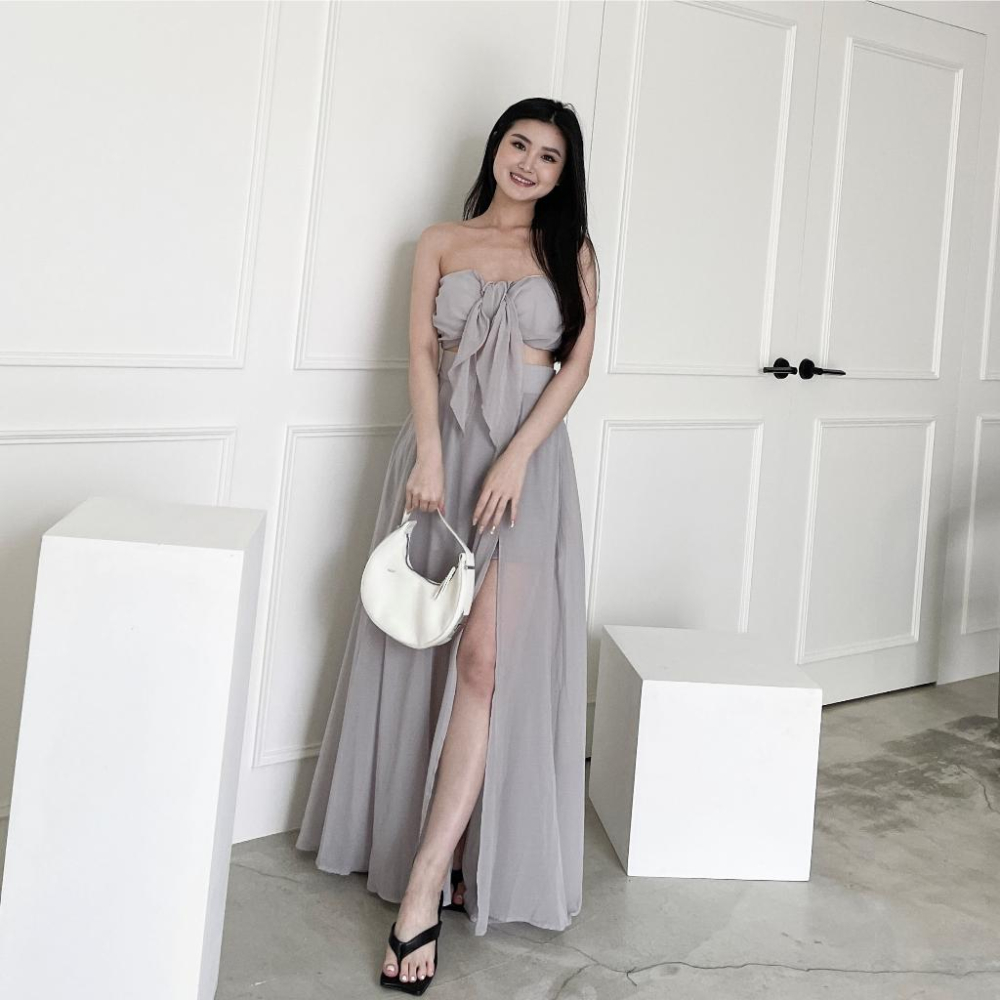 【DOE.FF】 渡假飄逸抹胸雪紡套裝 (現+預) 套裝女 渡假洋裝 長洋 長裙 禮服 抹胸上衣 BRATOP 背心女-細節圖5