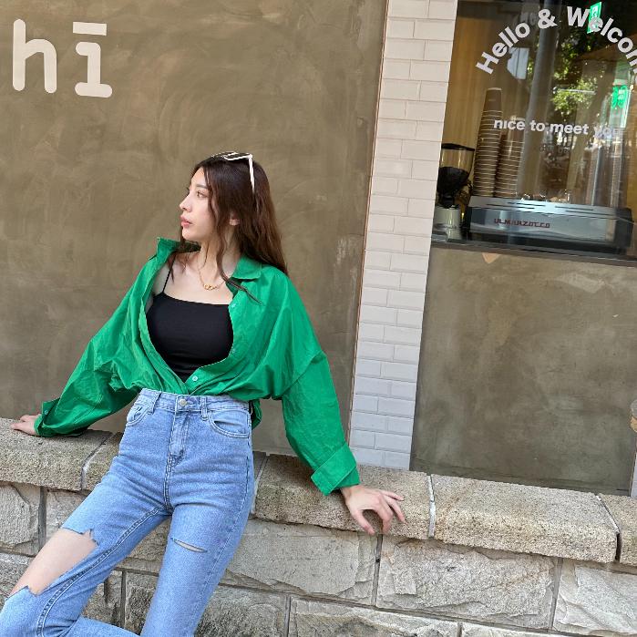 【DOE.FF】落肩寬鬆情侶襯衫 ( 現貨 ) 襯衫女 oversize 寬鬆上衣 上衣女 打底衣 下半身失蹤 襯衫外套-細節圖6