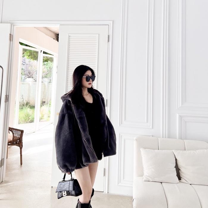 【DOE.FF】新品上市兔毛鋪棉寬鬆外套 （現貨） 毛毛外套 連帽外套 寬鬆外套 保暖外套 鋪棉外套 厚外套 大衣外套-細節圖7