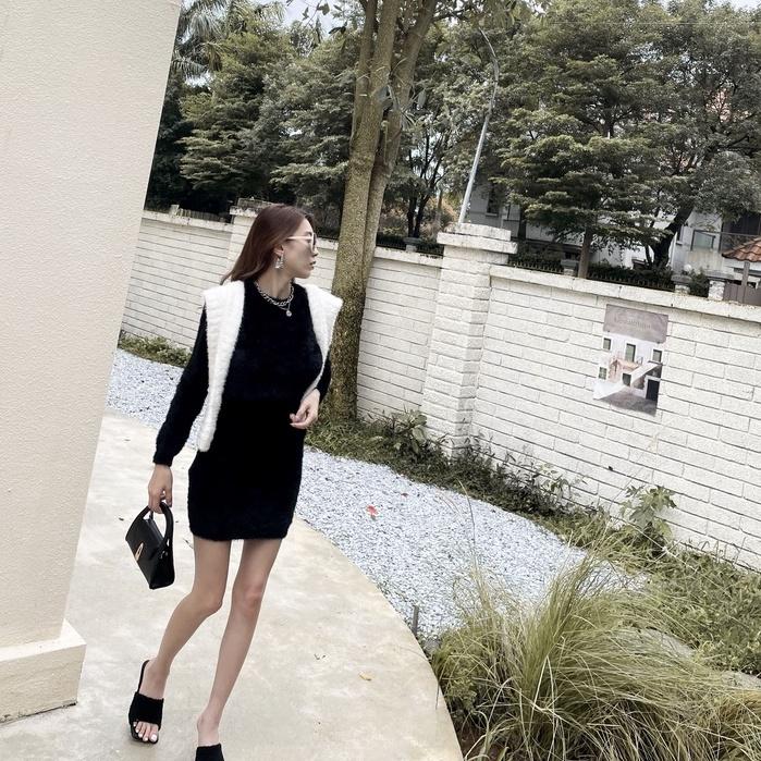 【DOE.FF】暖呼呼水貂毛短裙套裝｜現貨｜水貂毛 水貂毛套裝 水貂毛上衣 水貂毛短裙 高腰短裙 套裝女 秋冬套裝 發熱-細節圖6