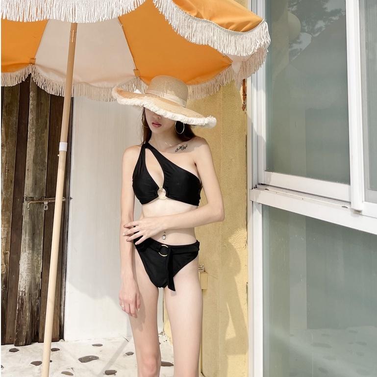 【DOE.FF】單肩釦環bikini泳衣  (現貨) 比基尼 泳衣 辣妹風 歐美風 女裝 套裝女 性感內衣-細節圖2