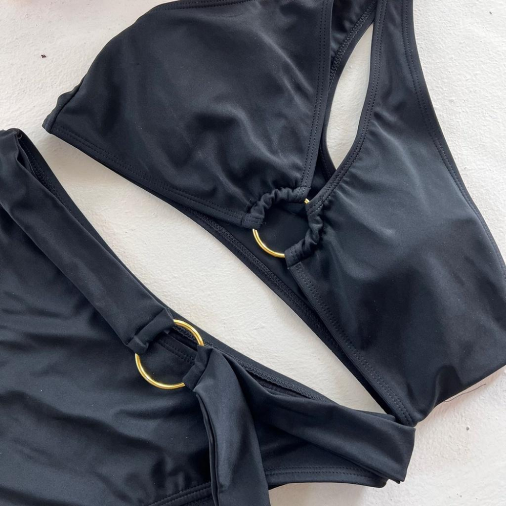 【DOE.FF】單肩釦環bikini泳衣  (現貨) 比基尼 泳衣 辣妹風 歐美風 女裝 套裝女 性感內衣-細節圖3