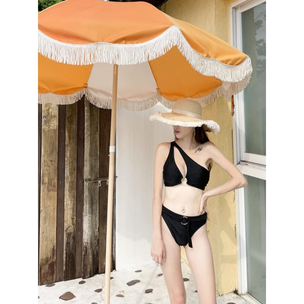 【DOE.FF】單肩釦環bikini泳衣  (現貨) 比基尼 泳衣 辣妹風 歐美風 女裝 套裝女 性感內衣-細節圖4