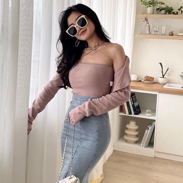 【DOE.FF】丹寧魚尾開岔中長裙 (現貨) 魚尾裙 牛仔裙 長裙 短裙 牛仔短裙 a字裙 顯瘦長裙 短裙女-細節圖3