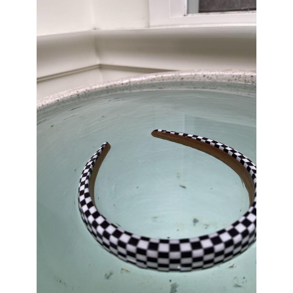 【DOE.FF實拍】個性復古棋盤格髮箍｜現貨｜百搭 格子 歐美 百搭 配件  氣質 約會 歐美-細節圖5