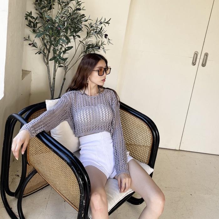 【DOE.FF】針織洞洞圓領衣｜現貨｜打底衫 針織上衣 毛衣女 女裝 韓國 韓版 針織衫 秋冬 快速出貨 ＩＮＳ風 短版-細節圖5