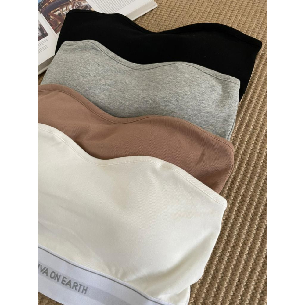 【DOE.FF】英字桃心橡筋抹胸Bratop | 現貨 | 平口背心 抹胸 辣妹背心 歐美 韓國 短版背心 INS風-細節圖3