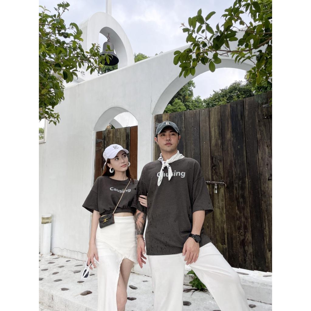 【DOE.FF】標語落肩寬鬆情侶短T （現貨・福利品） 情侶裝 短Ｔ ＯＶＥＲＳＩＺＥ 女裝 男裝 Ｔ恤 寬鬆上衣-細節圖2