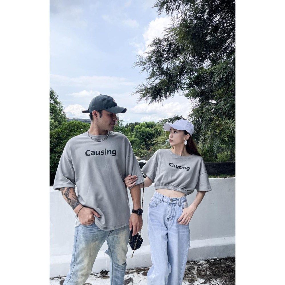 【DOE.FF】標語落肩寬鬆情侶短T （現貨・福利品） 情侶裝 短Ｔ ＯＶＥＲＳＩＺＥ 女裝 男裝 Ｔ恤 寬鬆上衣-細節圖3