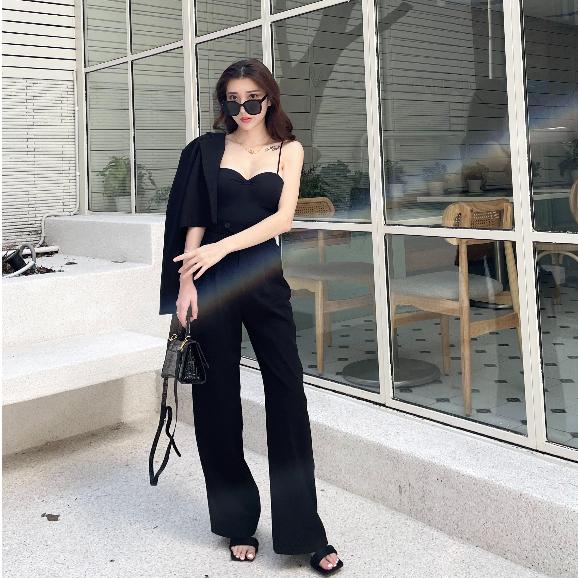 【DOE.FF】 兩釦壓褶西裝寬褲 (現貨) 西裝褲 寬褲 喇叭褲 長褲女 顯瘦長褲 喇叭褲 闊腿褲 高腰長褲-細節圖4