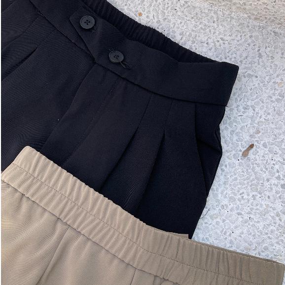 【DOE.FF】 兩釦壓褶西裝寬褲 (現貨) 西裝褲 寬褲 喇叭褲 長褲女 顯瘦長褲 喇叭褲 闊腿褲 高腰長褲-細節圖9