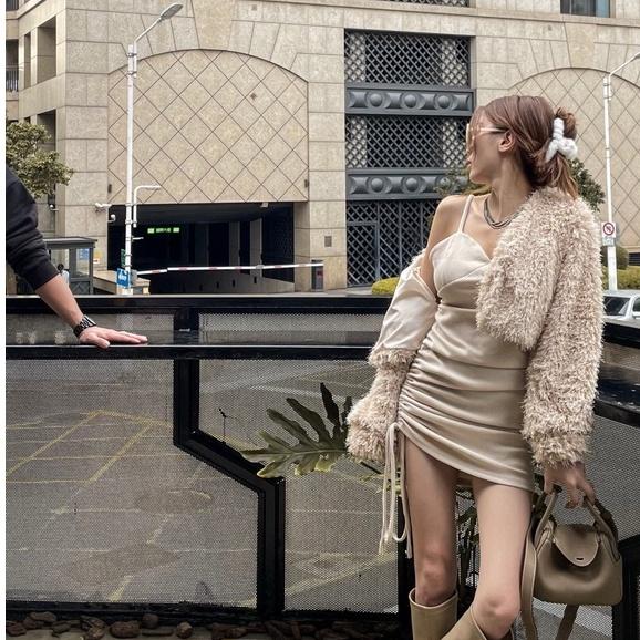 【DOE.FF】好身材抽繩短裝套裝 | 現貨 | 兩件式套裝 短版外套 冬天外套 磨毛洋裝 短洋 辣妹套裝 韓國 韓版-細節圖9