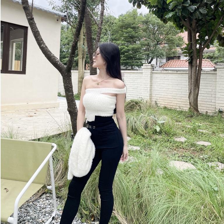 【DOE.FF】質感水貂毛兩件套（現貨）水貂毛套裝 水貂毛上衣 水貂毛外套 兩件式套裝 套裝女 短版毛衣 歐美毛衣 毛衣-細節圖8