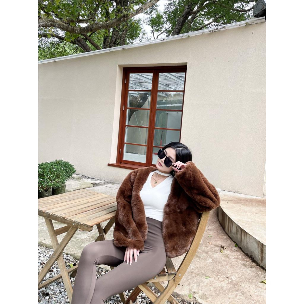 【DOE.FF】仿兔毛拼接鋪棉外套 | 現貨 | 毛毛外套 秋冬外套 短版外套 泰迪熊外套 外套女 厚外套 保暖外套-細節圖6