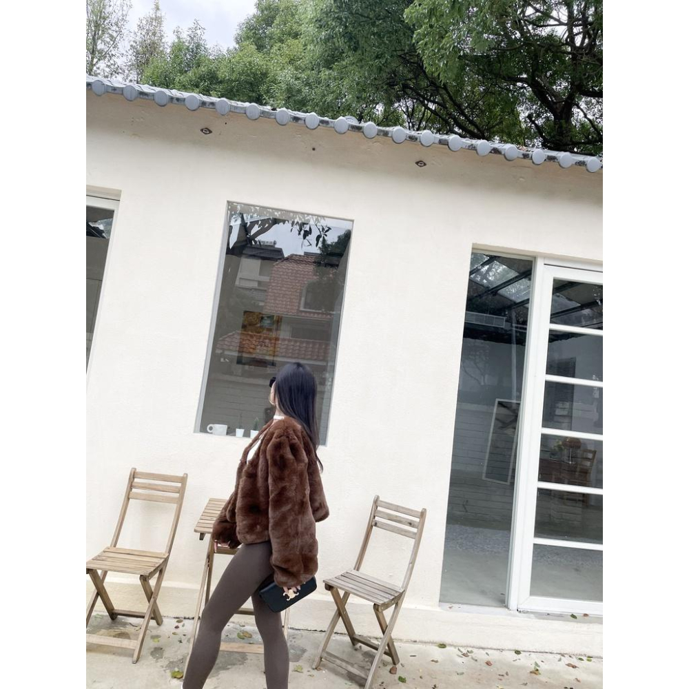 【DOE.FF】仿兔毛拼接鋪棉外套 | 現貨 | 毛毛外套 秋冬外套 短版外套 泰迪熊外套 外套女 厚外套 保暖外套-細節圖8