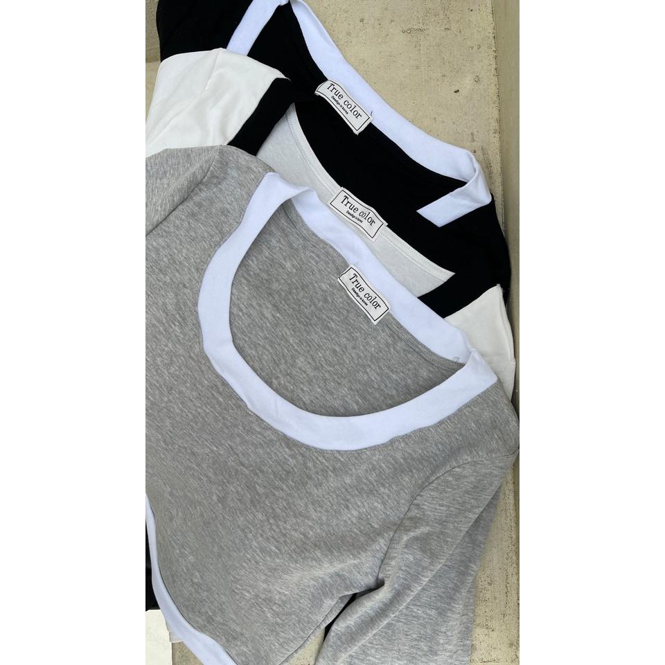 【DOE.FF】滾邊BRA長棉TEE （現貨） bratop 長t 打底衫 長袖上衣 上衣女 短版上衣 短版 辣妹上衣-細節圖7