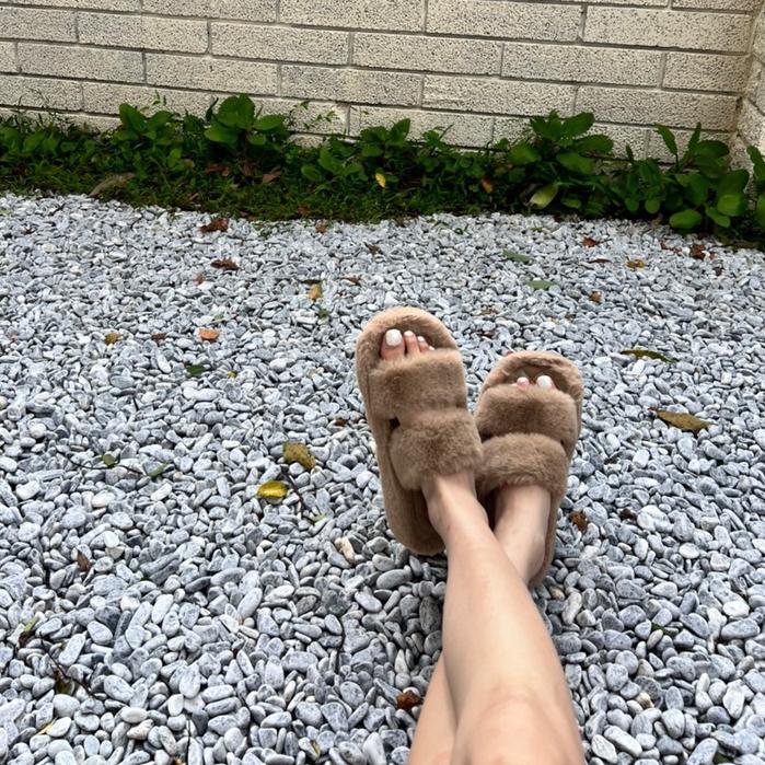 【DOE.FF】菱格底熊寶寶毛厚底拖鞋 （現貨） 拖鞋 增高拖鞋 韓國毛毛拖鞋 毛毛拖 毛毛拖鞋 休閒鞋 毛毛-細節圖4