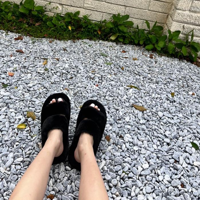 【DOE.FF】菱格底熊寶寶毛厚底拖鞋 （現貨） 拖鞋 增高拖鞋 韓國毛毛拖鞋 毛毛拖 毛毛拖鞋 休閒鞋 毛毛-細節圖5