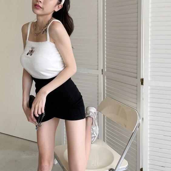 【DOE.FF】 超彈抓皺高腰褲裙 (現+預) 包臀短裙 彈力短裙 牛仔裙 褲裙 短褲女 牛仔短褲 女裝 辣妹 顯瘦短褲-細節圖7