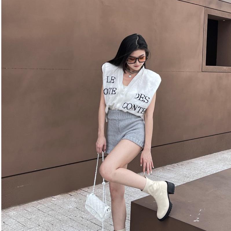 【DOE.FF】墊肩寬鬆毛衣 （現貨） 針織背心 背心外套 毛衣女 背心女 針織毛衣 上衣女 女裝 小香風 針織衫-細節圖5