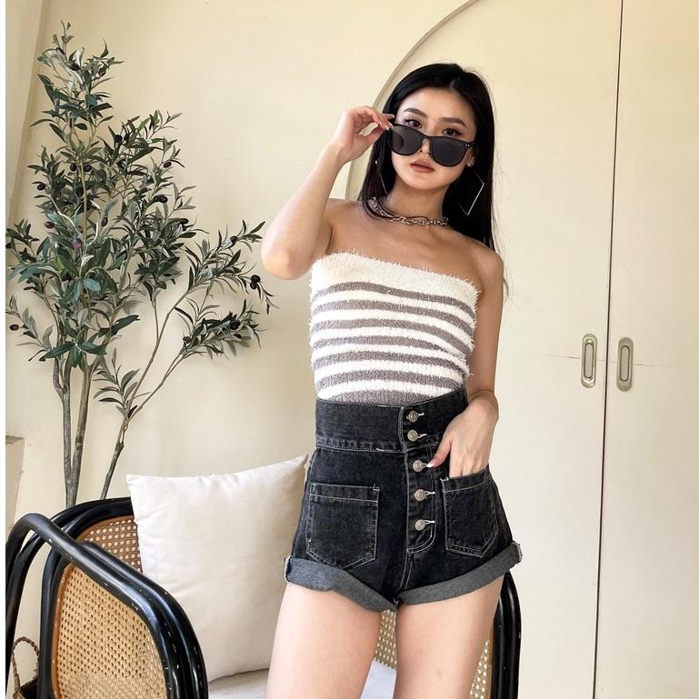 【DOE.FF】抽鬚條紋平口背心| 現貨 |內搭 bratop bra背心女 短版背心 辣妹背心 針織背心-細節圖2