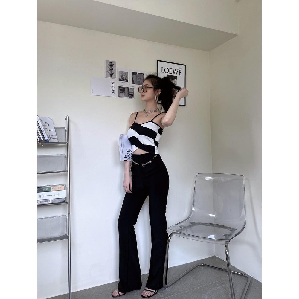 【DOE.FF】超強腿長+10cm附腰包喇叭褲 ｜現貨｜ 西裝褲 雪紡褲 腿長 顯瘦 百搭 喇叭褲 微喇叭 大喇叭 休閒-細節圖2