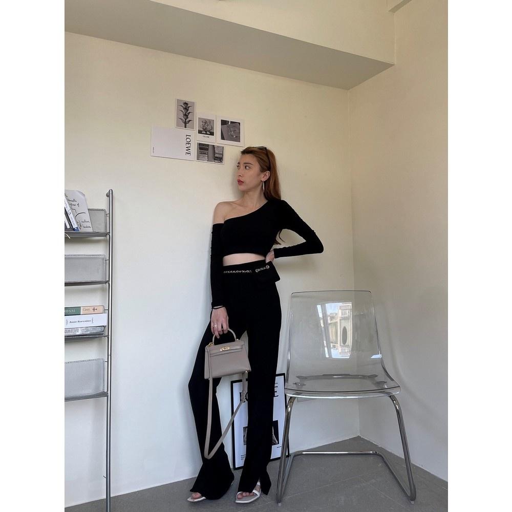 【DOE.FF】超強腿長+10cm附腰包喇叭褲 ｜現貨｜ 西裝褲 雪紡褲 腿長 顯瘦 百搭 喇叭褲 微喇叭 大喇叭 休閒-細節圖4