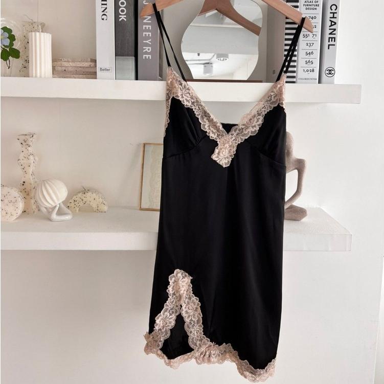 【DOE.FF】法式睫毛蕾絲連身睡衣  (現貨) 居家服 睡衣 睡衣女 睡衣裙 性感睡衣 情趣睡衣 女裝 辣妹風-細節圖2