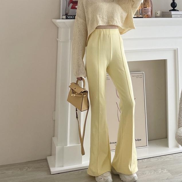 【DOE.FF】 長腿車線彈力喇叭褲 (現+預) 喇叭褲 長褲女 運動褲 休閒長褲 棉長褲 女裝 高腰長褲 顯瘦長褲-細節圖4