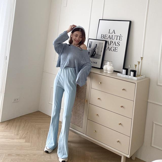 【DOE.FF】 長腿車線彈力喇叭褲 (現+預) 喇叭褲 長褲女 運動褲 休閒長褲 棉長褲 女裝 高腰長褲 顯瘦長褲-細節圖8