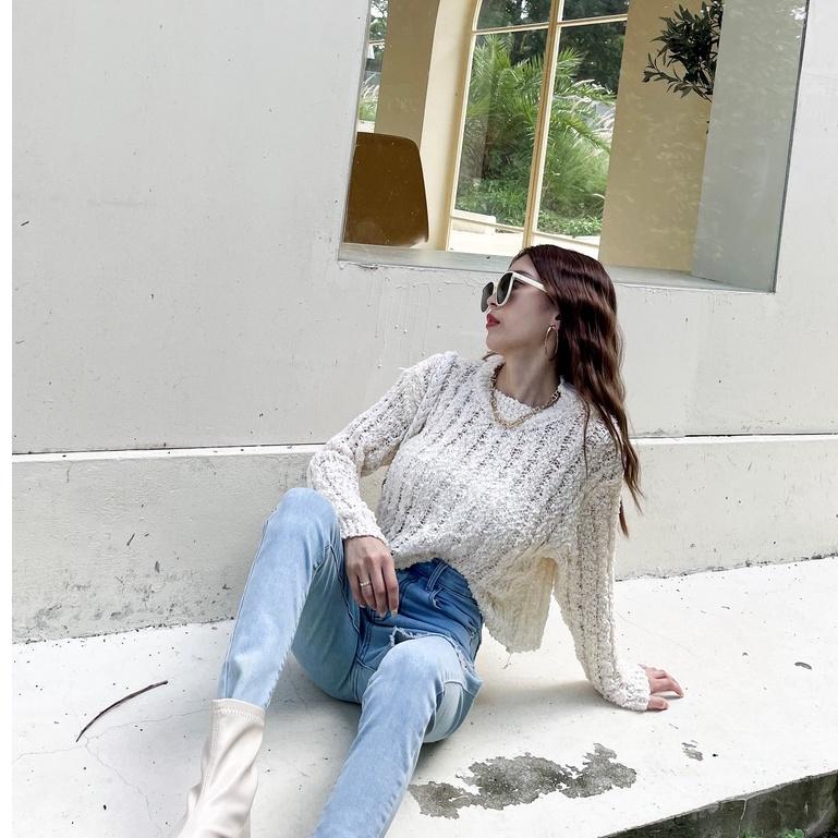 【DOE.FF實】 糖霜麻花圓領短針織衣 (現貨） 圓領毛衣 針織毛衣 短版毛衣 毛衣女 針織衫 短版上衣 上衣女 女裝-細節圖6